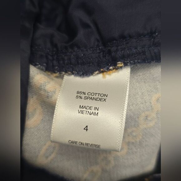 7th Avenue Design Studio Navy and Gold Chain Print Crop Pants - Picture 7 of 7